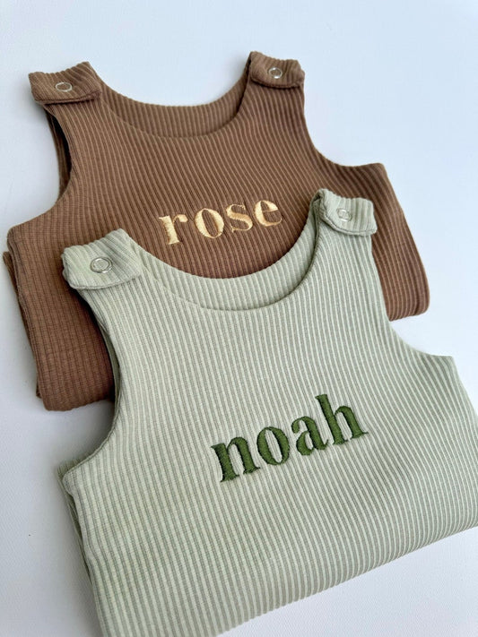 Baby Personalized Gifts Dungarees Romper | Embroidered Baby Overalls. Customized gift for boys or girls Baby